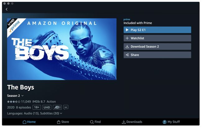 Amazon Original The Boys in der Prime Video-App des Mac