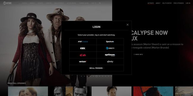 Skärmdump av Showtime Anytime-inloggning i webbläsare