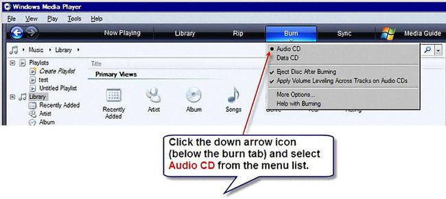 Brænde en lyd-cd i Windows Media Player 11