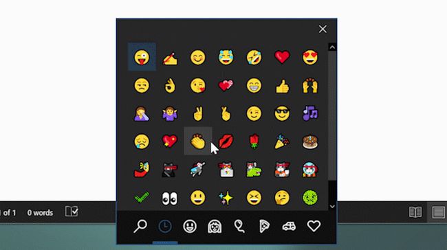 Windows PC'deki emoji klavyesinin ekran görüntüsü.