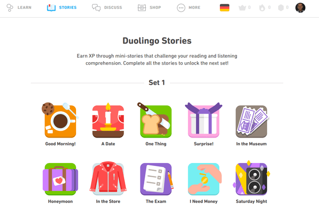 Duolingo-Geschichten für Englisch-Deutsch-Lernende