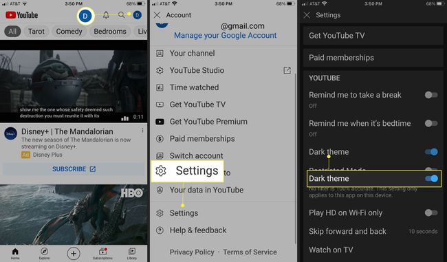 YouTube - Donker thema inschakelen voor iOS