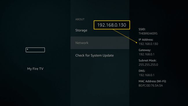 Adres IP w ustawieniach Amazon Fire TV