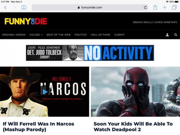 شاشة موقع Funny or Die على iPad