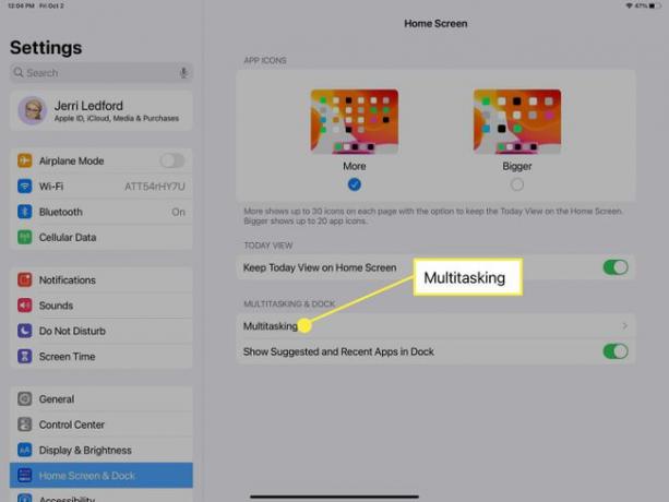 خيار تعدد المهام على iPad.