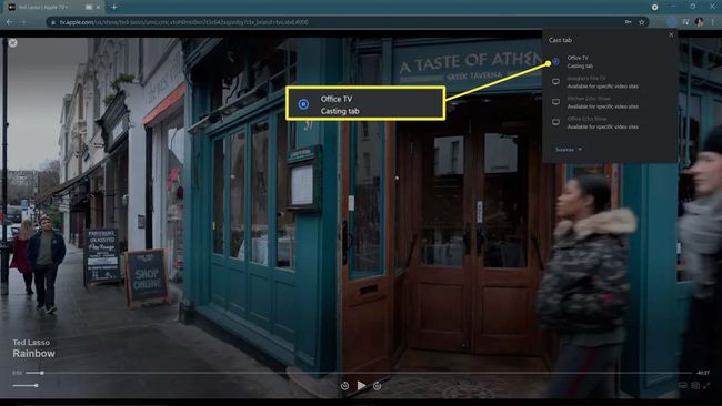 Chrome 브라우저에서 Chromecast로 Apple TV 캐스팅.