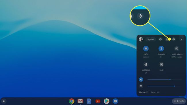 Indstillinger-ikonet på en Chromebook