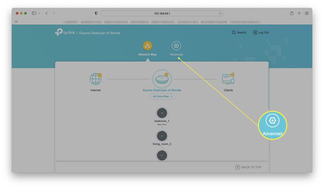 Interfaz basada en web del enrutador con Avanzado resaltado