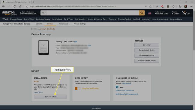 Fjern tilbud fremhævet i Kindle-administration