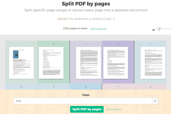 Sejda zdarma online PDF splitter web