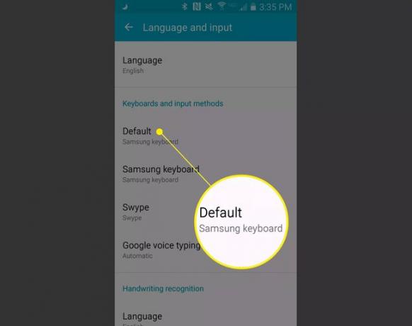 Dil ve Giriş ekranında varsayılan Samsung klavye seçeneği