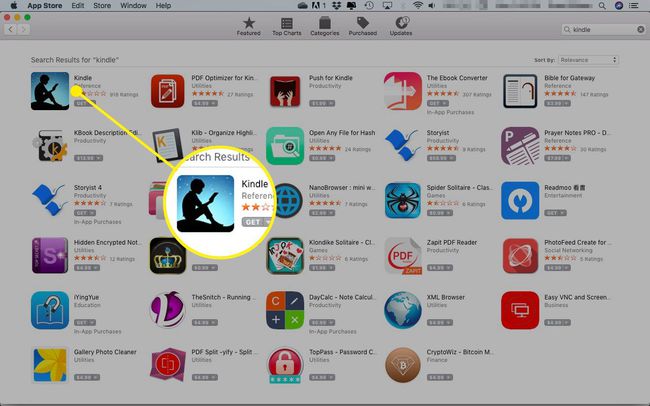 Kindleアプリが強調表示されたMacApp Store