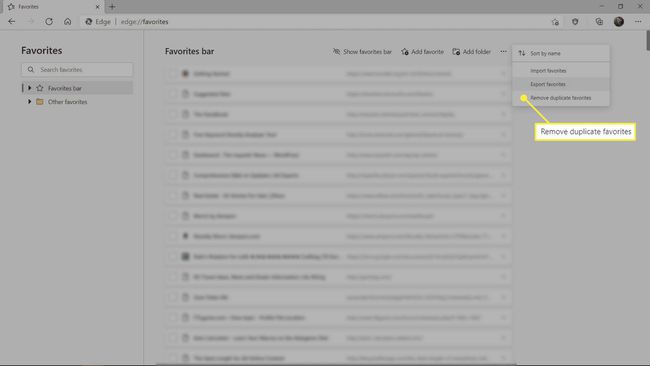 Eliminar favoritos duplicados en Microsoft Edge.