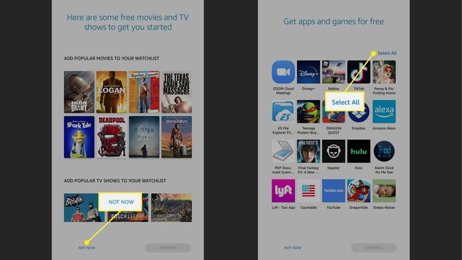 Не зараз і виберіть все в налаштуваннях Amazon Fire