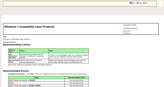 Lexmark Windows 7 Uyumlu sürücüler