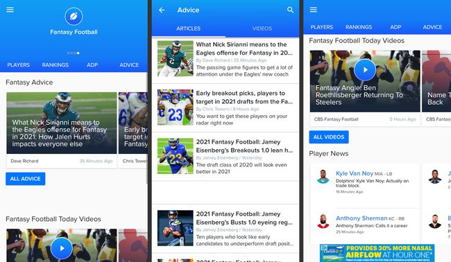 Aplikace CBS Fantasy Sport pro Android