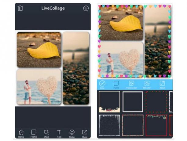 Bir iPhone'daki Collage Maker ~ uygulamasının ekran görüntüleri.