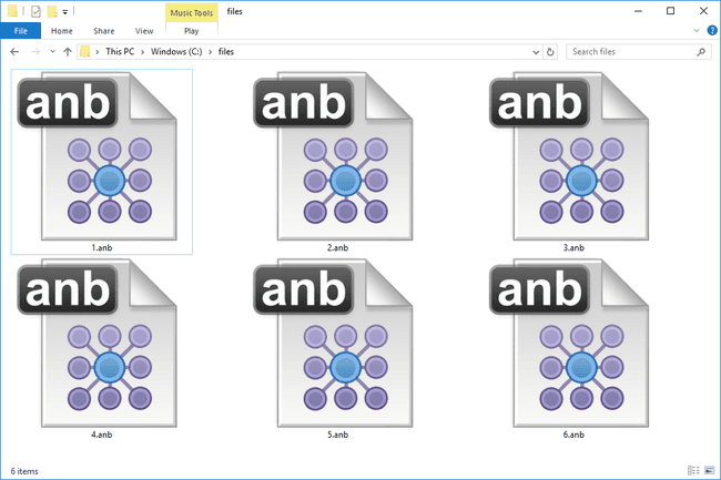 Screenshot van verschillende ANB-bestanden in Windows 10 die worden geopend met IBM's i2 Chart Reader