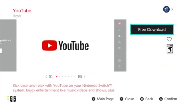 Prenos aplikacije YouTube za Switch.