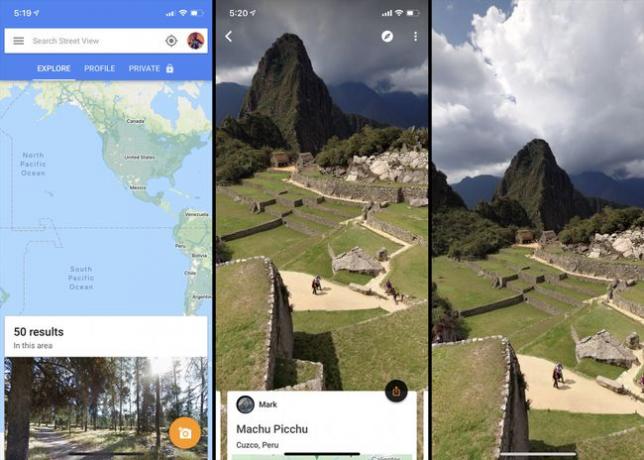 Machu Picchu som vist i Google Street View iPhone-appen