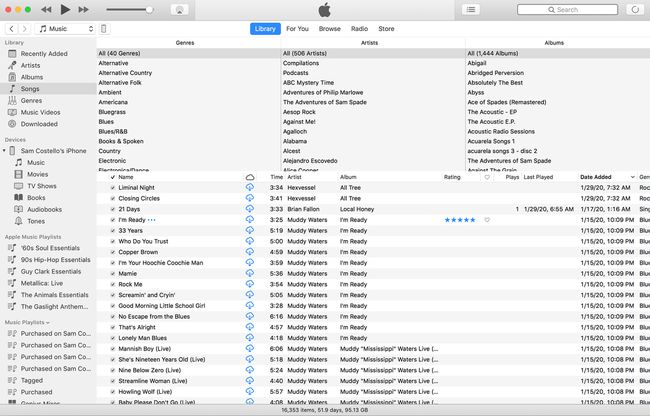 Captura de tela do iTunes mostrando a classificação por estrelas de uma música