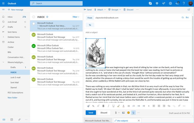 Outlook.com-i sisestatud pildiga sõnum