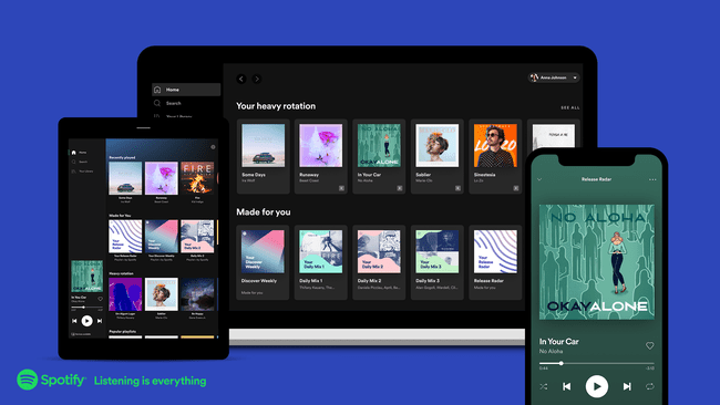 タブレット、スマートフォン、デスクトップでSpotify