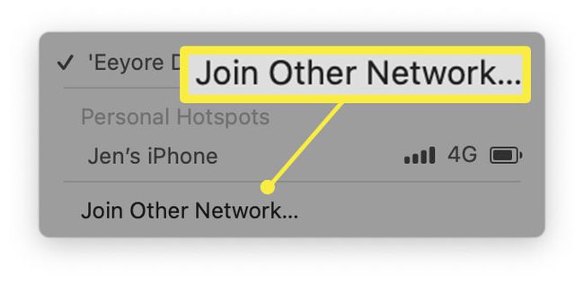 Configuración de red de MacOS con Unirse a otra red resaltado.
