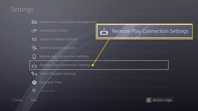 Setări de conexiune Remote Play în setările PS4