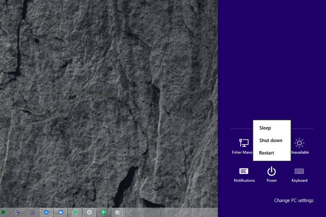 Windows 8:n sammutusvalikkovaihtoehto