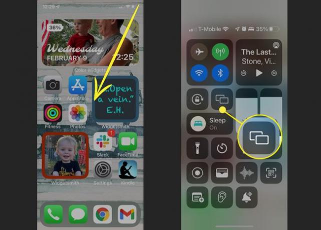 Capturas de pantalla que muestran cómo acceder al Centro de control en iPhone.