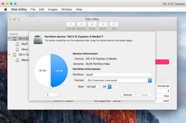 أداة تقسيم القرص OS X El Capitan