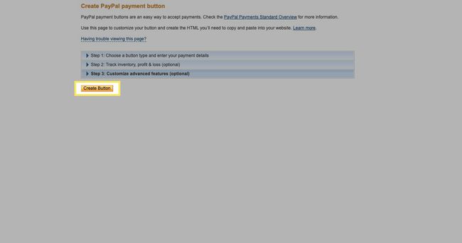 Wählen Sie Schaltfläche erstellen aus, um den Quellcode für Ihre PayPal-Zahlungsschaltfläche zu erhalten
