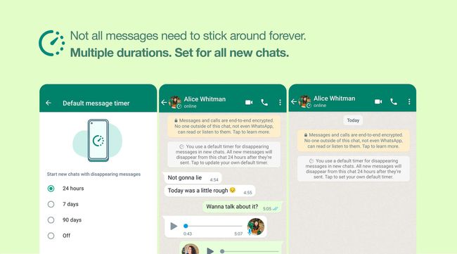 新しい期間オプションでWhatsAppが消えるメッセージ