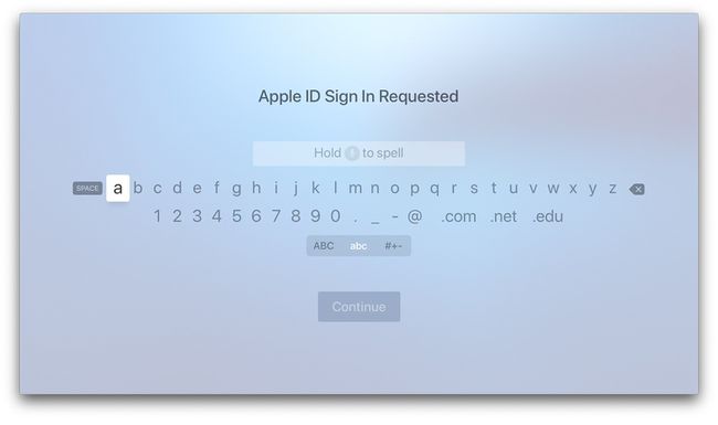 Nov zaslon za prijavo Apple ID na Apple TV