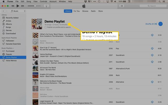 iTunesでのプレイリストの長さ