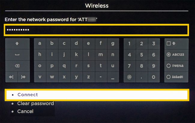 Настройка Roku Wi-Fi: введите сетевой пароль.