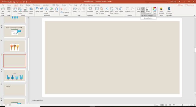 Schermafbeelding van audio op mijn pc in PowerPoint