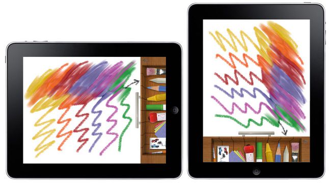 描画ツールと色付きの波線を示すiPad