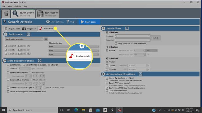 ตัวเลือกโหมดเสียงใน Duplicate Cleaner 4