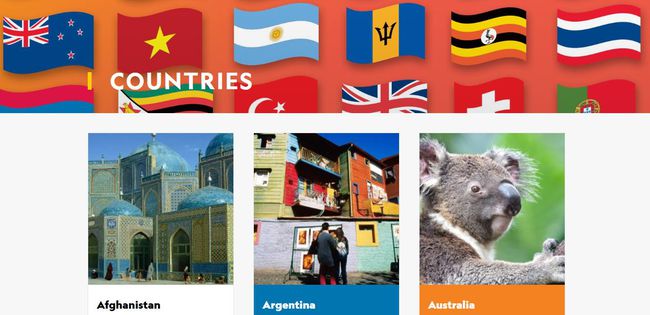 Página de países de Nat Geo para niños