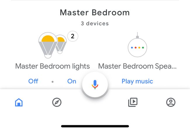 Google Home-appen som visar en Google Home-enhet.