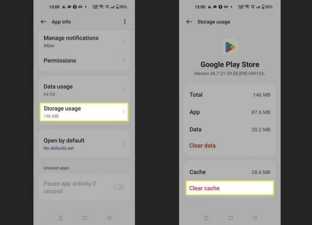 Android スマートフォンで Google Play ストア アプリのキャッシュをクリアする手順。