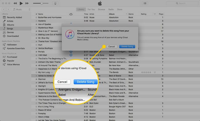 iTunesで曲のオプションを削除する