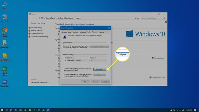 Propriedades do sistema no Windows 10.