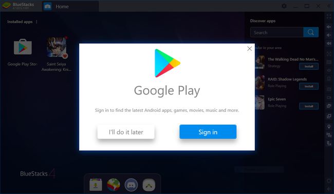 Google Play installimisvalik: " Logi sisse" või " Teen seda hiljem"