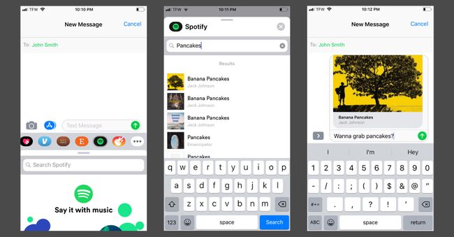 Verwenden der Spotify iMessage-App, um einen Song per SMS zu senden