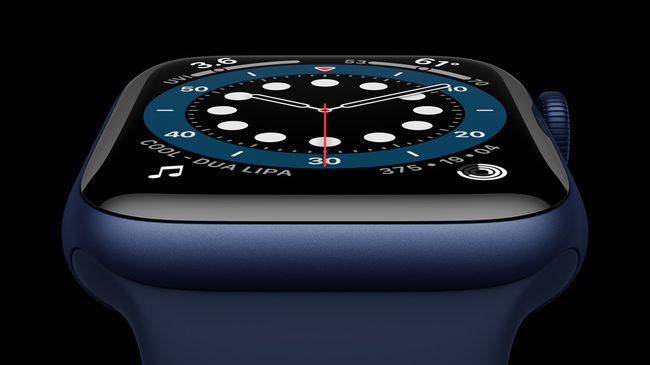 青のAppleWatch Series6の等角図