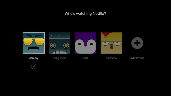 Roku의 Netflix 프로필 스크린샷.