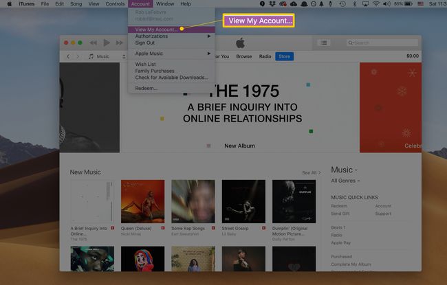 iTunesのアカウントメニューでマイアカウントサブメニューを表示する